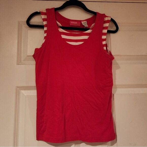 Onque Casuals pink and white layered tank S - Picture 1 of 4